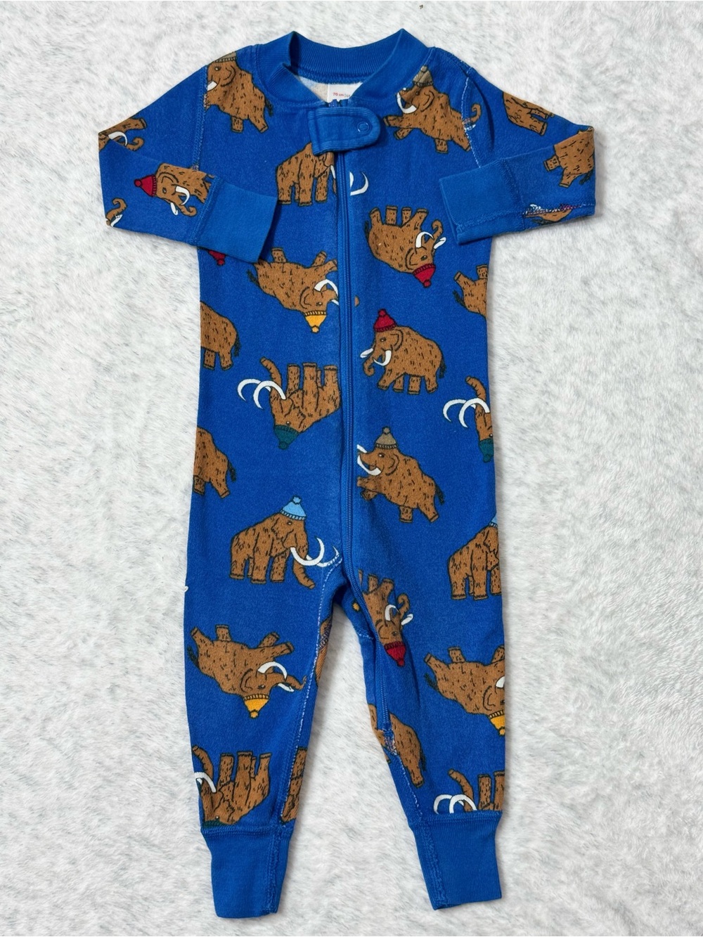 Hanna Andersson Woolly Mammoth Zip Sleeper 6-12M Baby Organic Cotton Ice Age